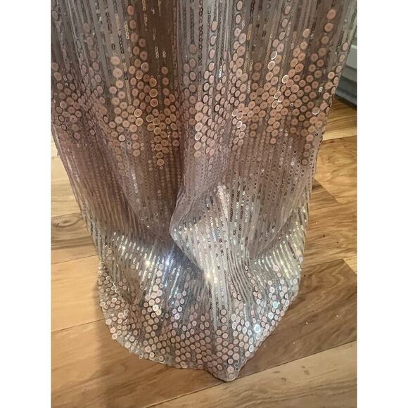 LITTLE MISTRESS NWT ROSE GOLD HAND SEWN SEQUINED GOWN WOMENS SIZE 6 - Picture 8 of 14